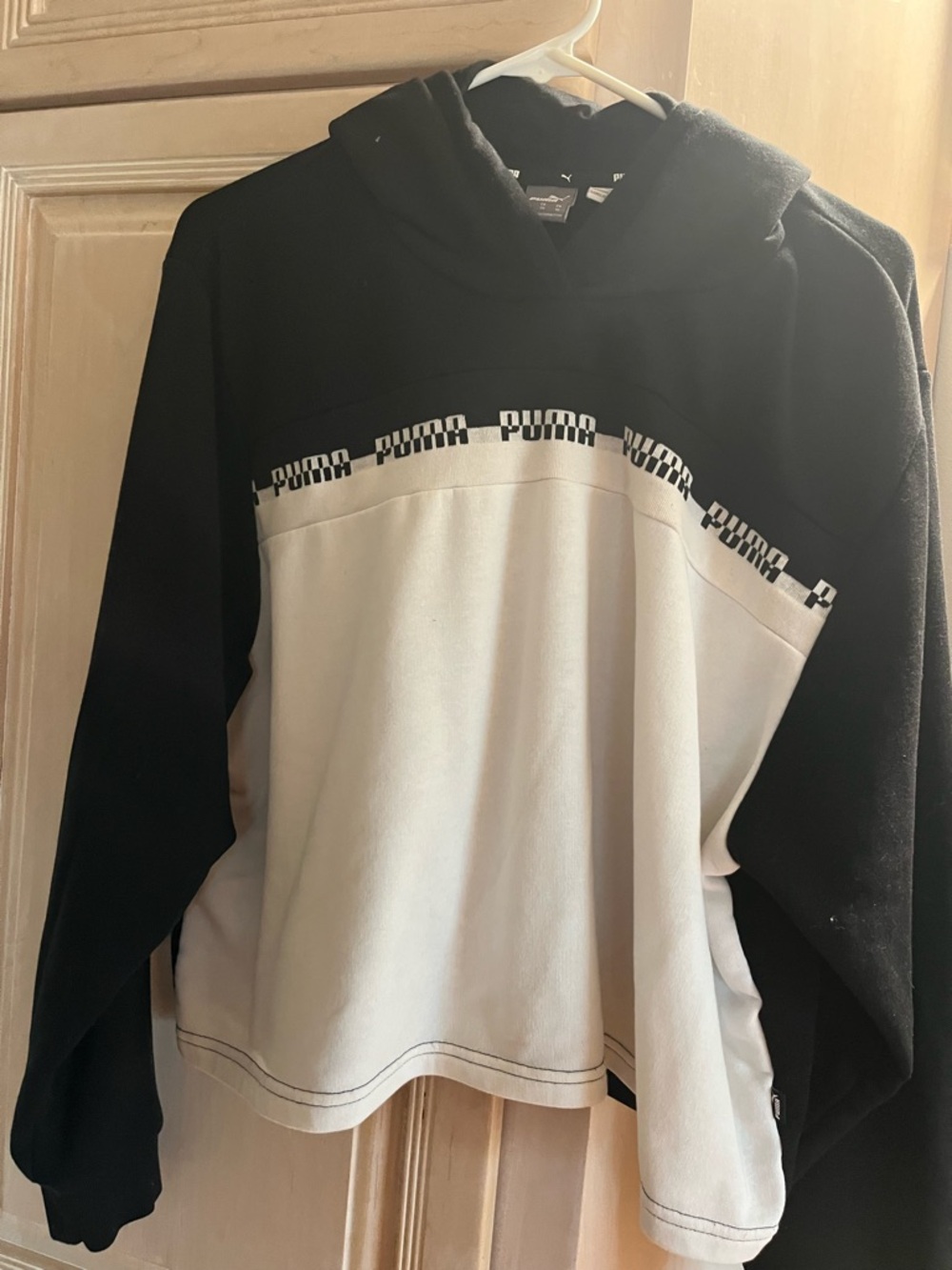 Puma Black and Gray Logo Pullover Hoodie